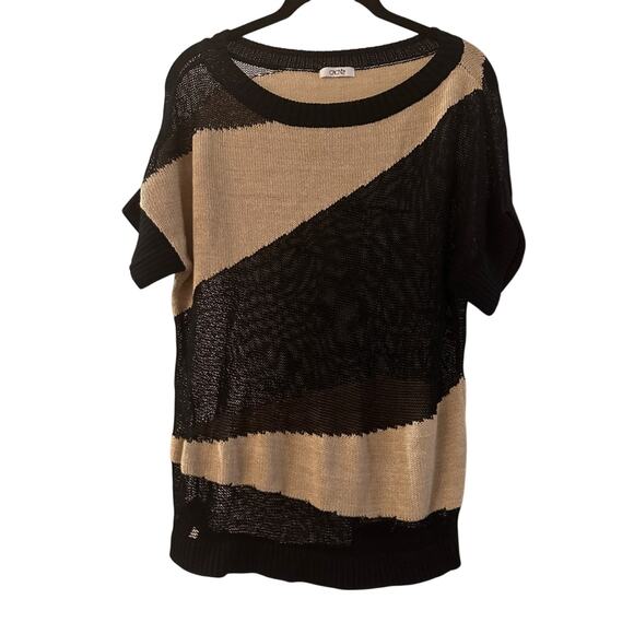 Cache black and cream knit top - Picture 1 of 3